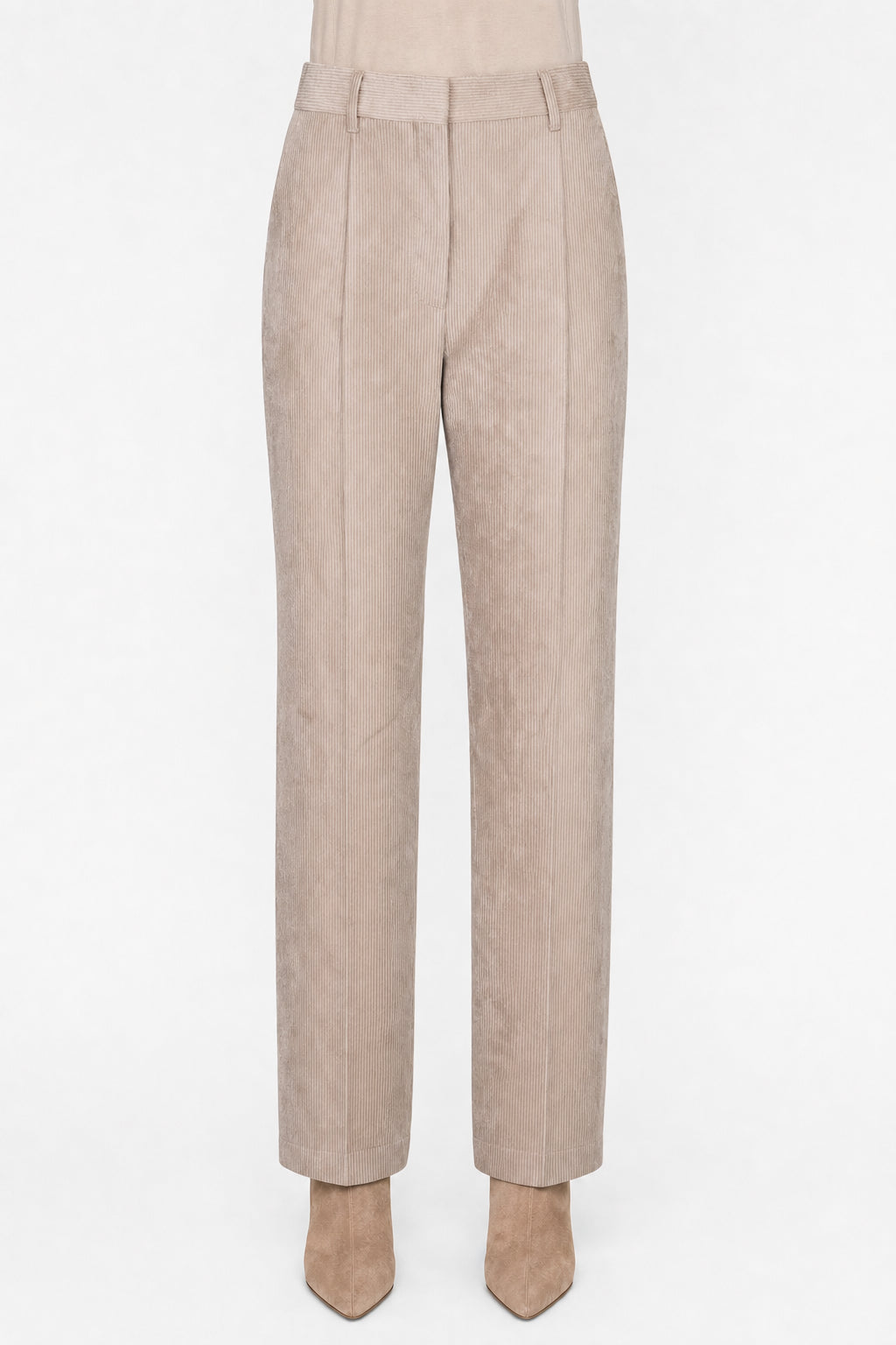 Women's Light Beige Velvet Trousers