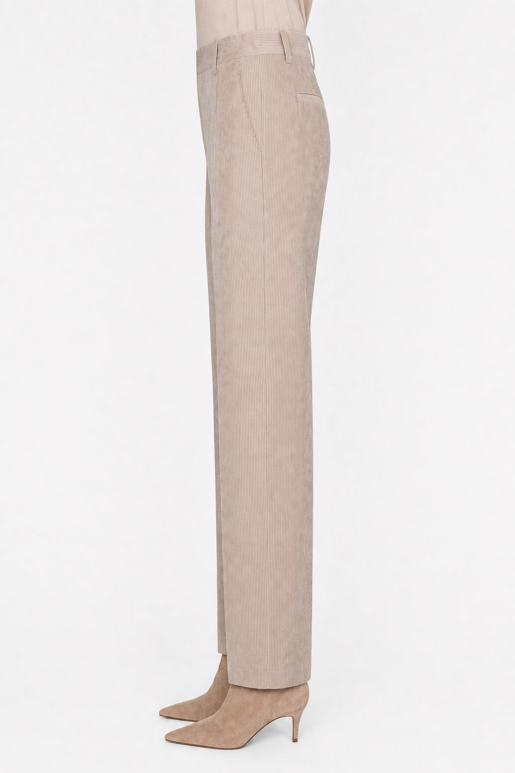 Women's Light Beige Velvet Trousers
