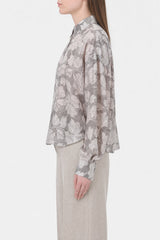 Brunello Cucinelli Women's Grey Floral Silk Shirt