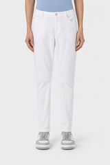 Brunello Cucinelli Women's White Cotton Straight Trousers