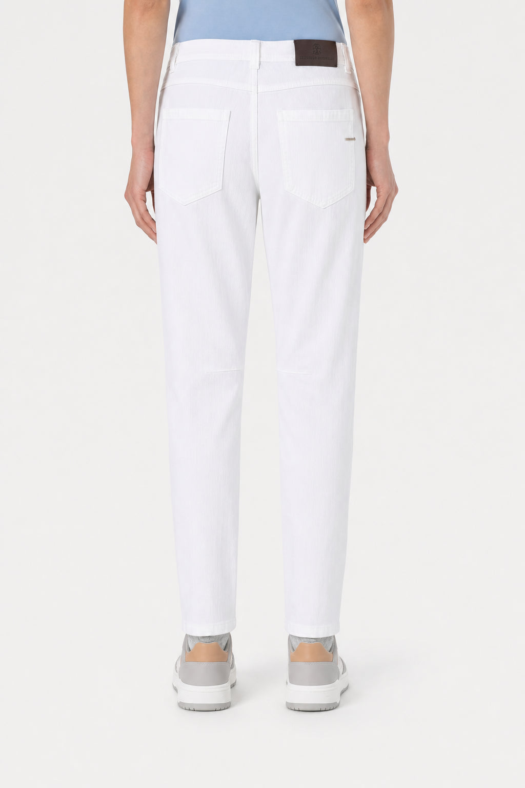 Brunello Cucinelli Women's White Cotton Straight Trousers