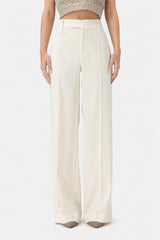 Women's Off White Wool Trousers