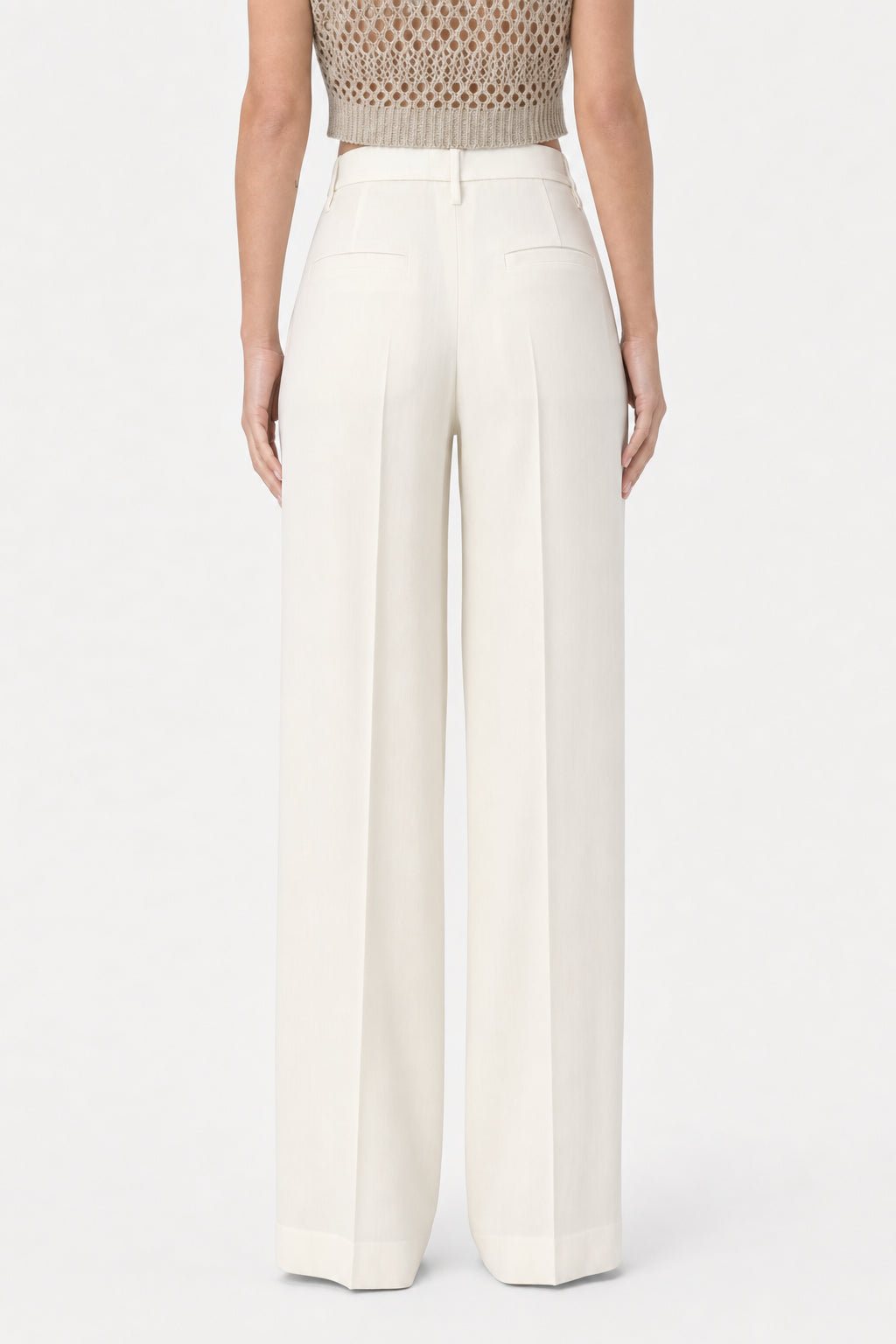 Women's Off White Wool Trousers