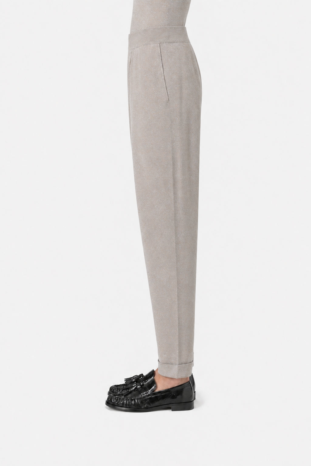 Women's Taupe Wool Silk Pants