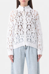 Women's White Cotton Knit Sweater