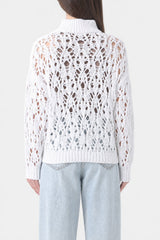 Women's White Cotton Knit Sweater