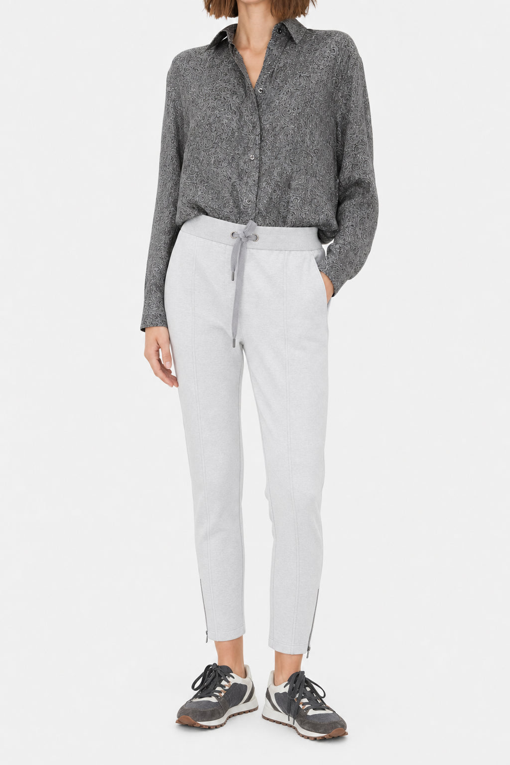 Women's Light Grey Cotton Trousers