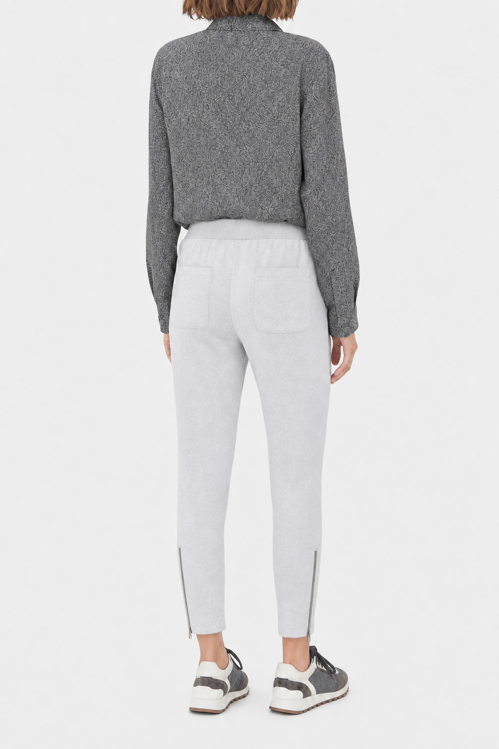Women's Light Grey Cotton Trousers