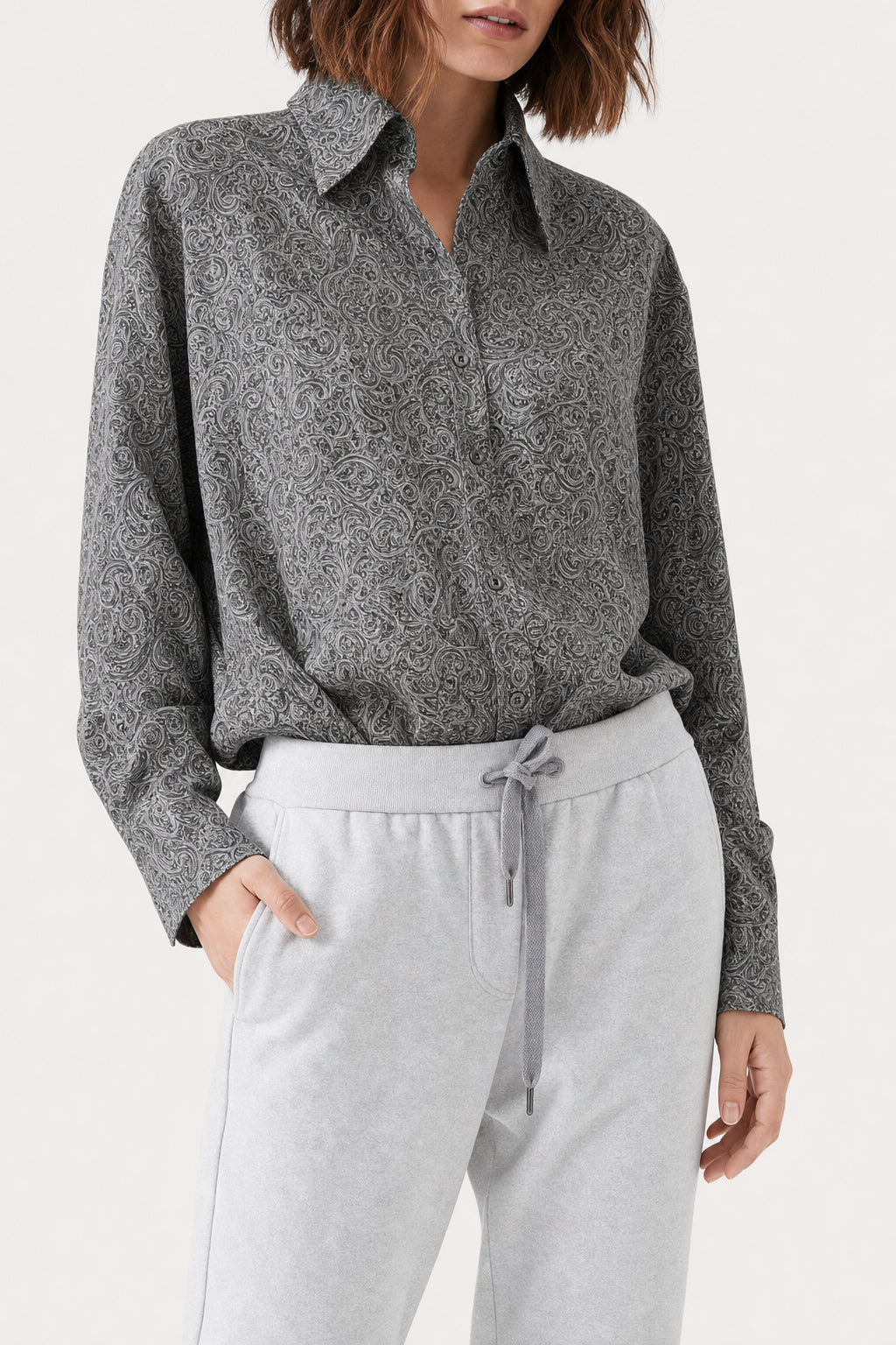 Women's Light Grey Cotton Trousers