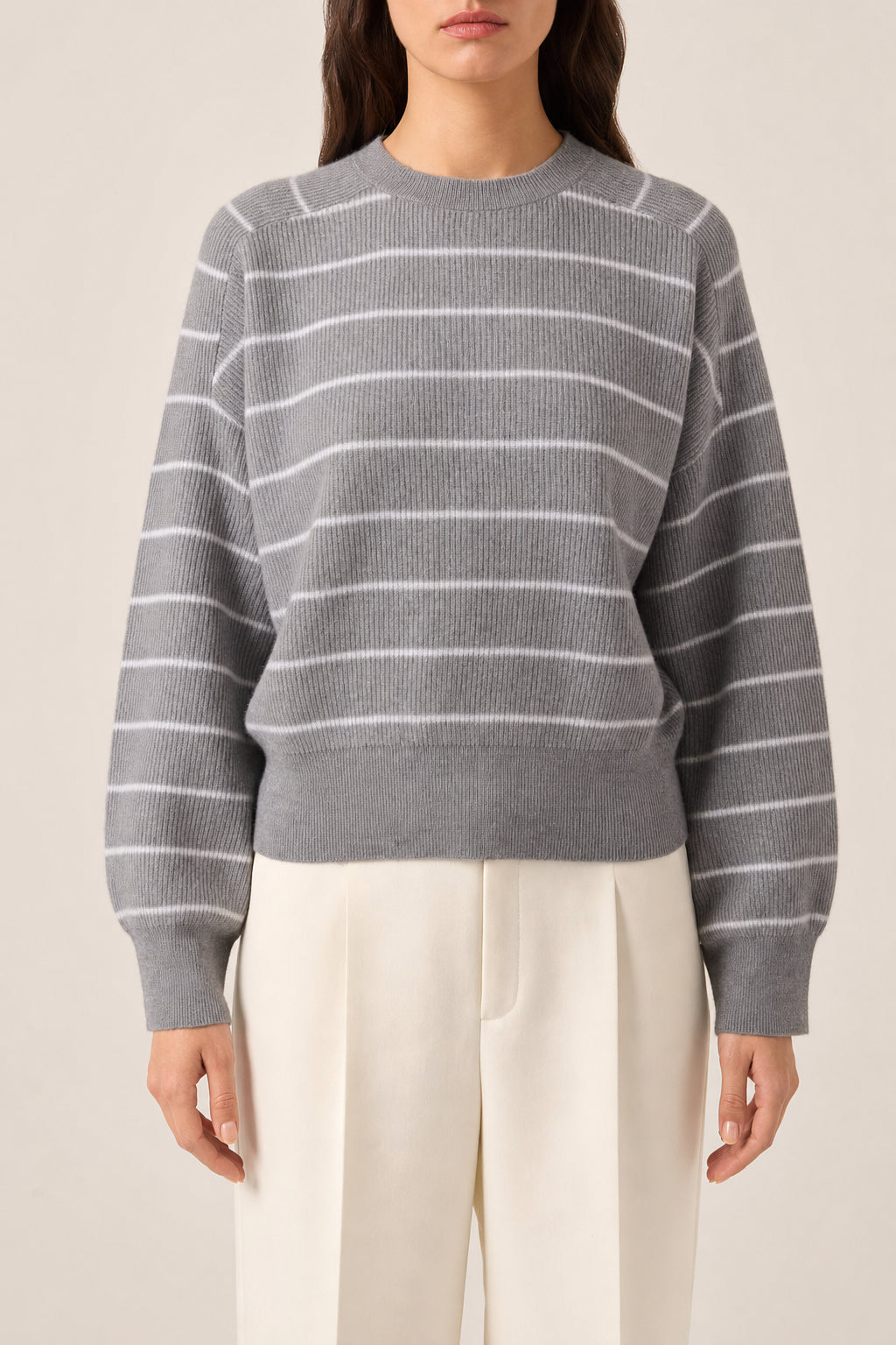 Women's Grey Virgin Wool Sweater