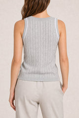Brunello Cucinelli Women's Light Grey Cable Knit Sweater