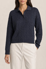Women's Dark Blue Cable Knit Sweater