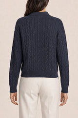Women's Dark Blue Cable Knit Sweater