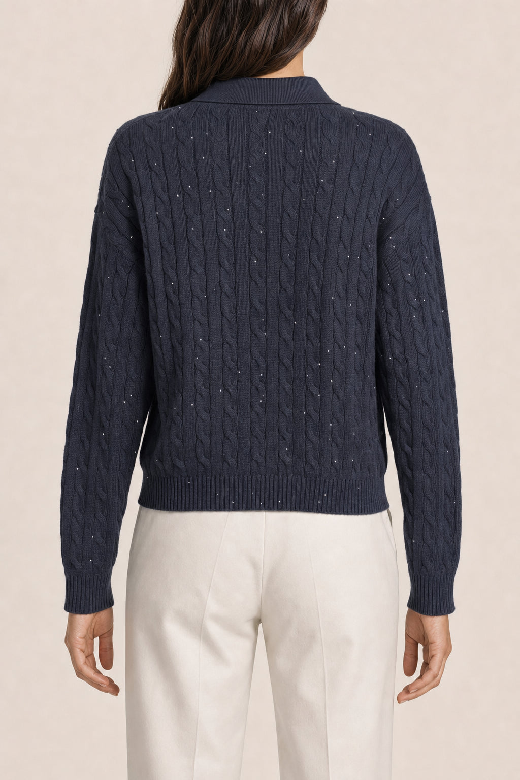Women's Dark Blue Cable Knit Sweater