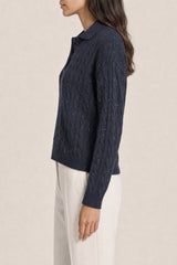 Women's Dark Blue Cable Knit Sweater