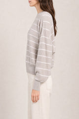 Brunello Cucinelli Women's Light Beige Striped Sweater