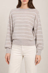 Brunello Cucinelli Women's Light Beige Striped Sweater