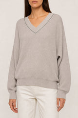 Women's Light Grey Cotton Sweater