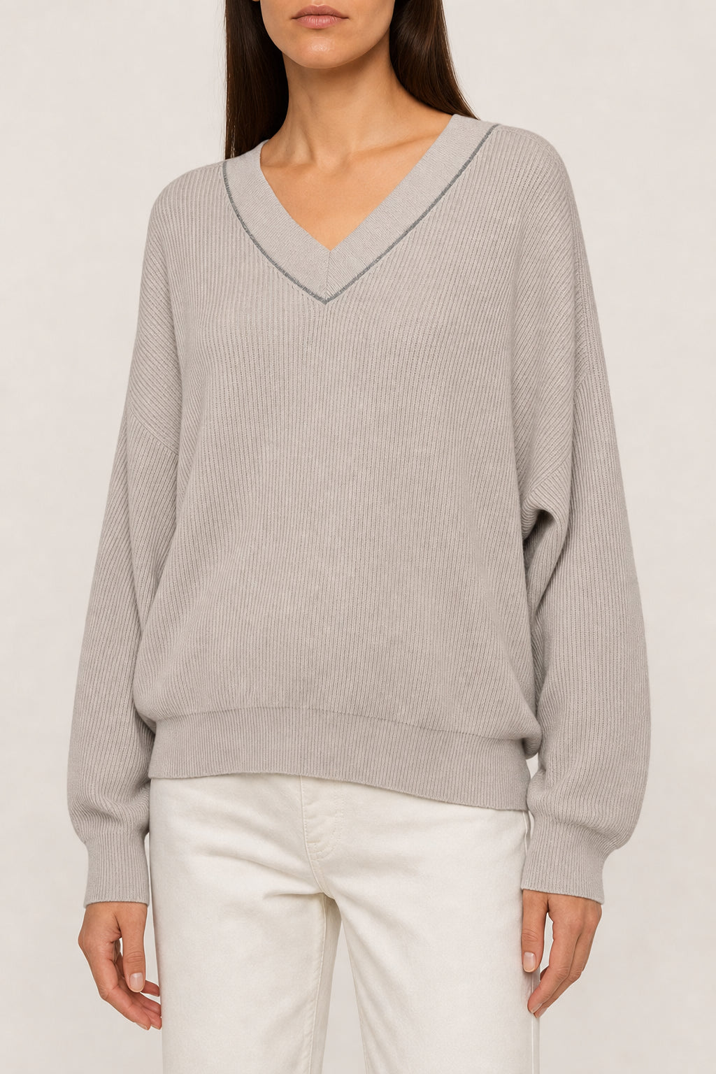 Women's Light Grey Cotton Sweater