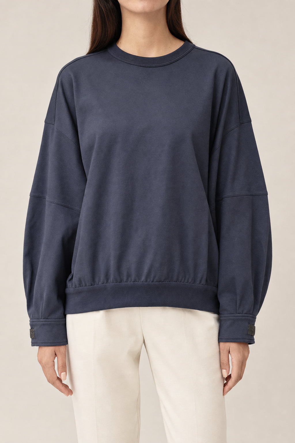 Women's Dark Blue Cotton Sweatshirt