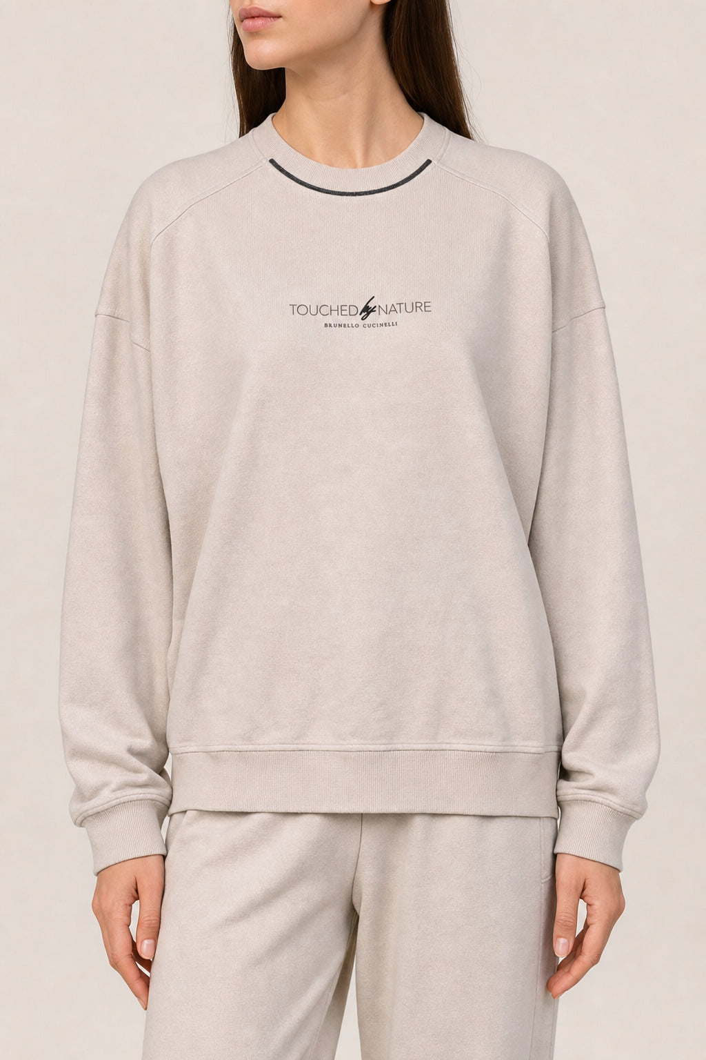 Women's Light Beige Cotton Sweatshirt