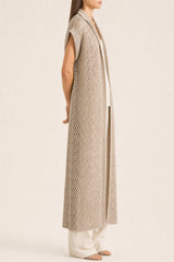 Women's Beige Linen Silk Openwork Sweater