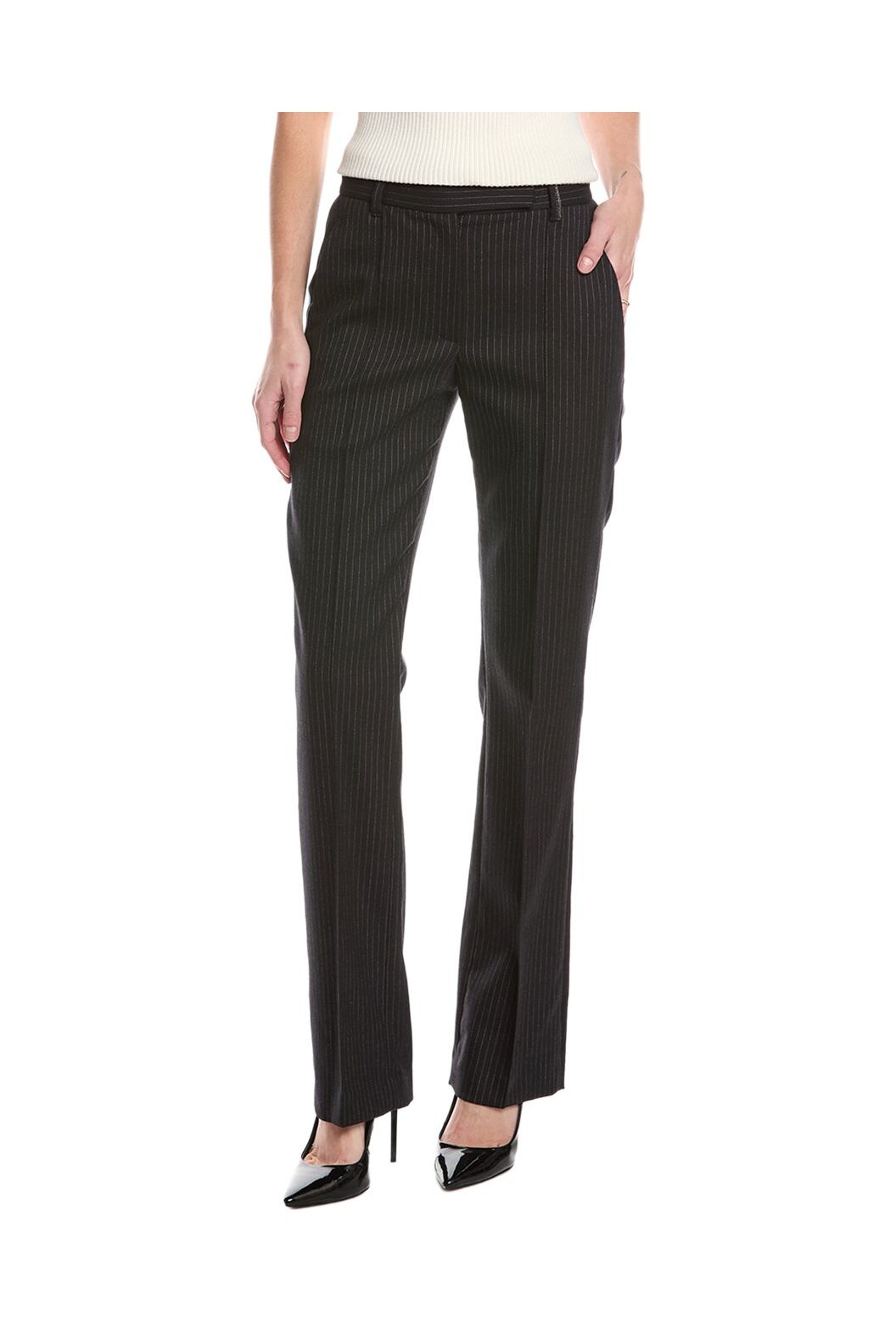 Women's Blue Wool Pinstripe Trousers