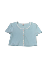 Michaela Pastel Blue Ribbed Top