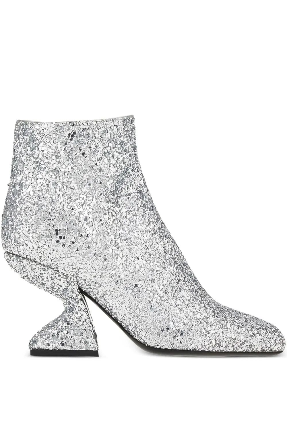 Ferragamo | Glitter-Effect Sculpted-Heel Ankle Boots