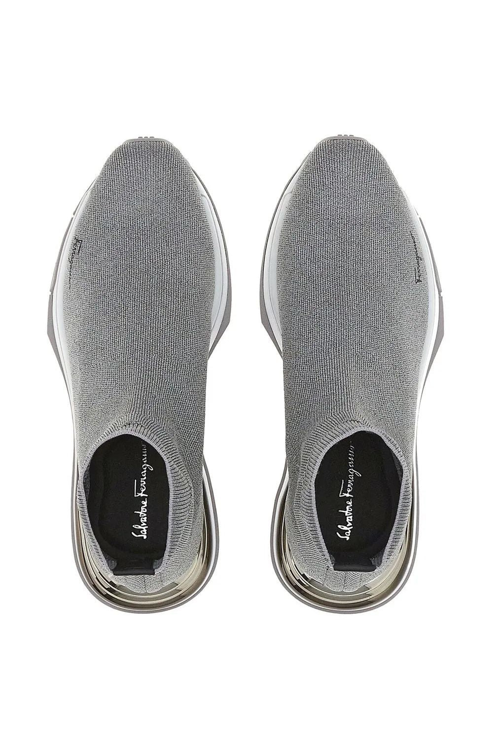 Ferragamo | Logo-Print Sock Sneakers In Grey 030177753455