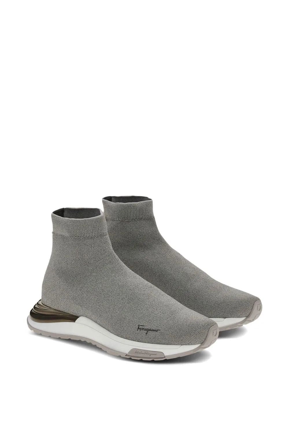 Ferragamo | Logo-Print Sock Sneakers In Grey 030177753455