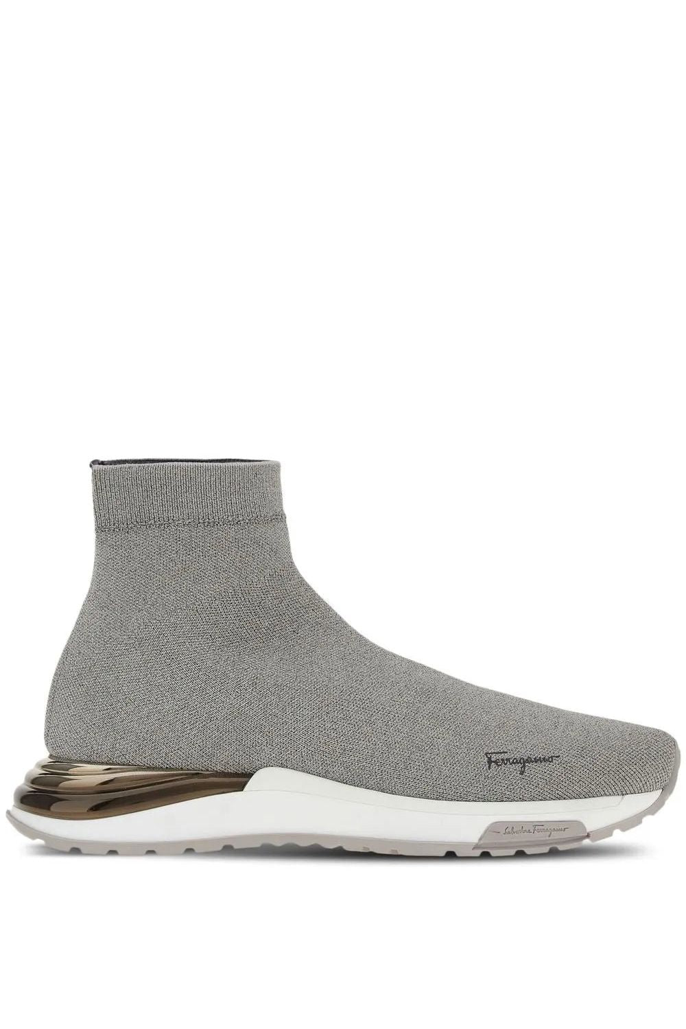 Ferragamo | Logo-Print Sock Sneakers In Grey 030177753455