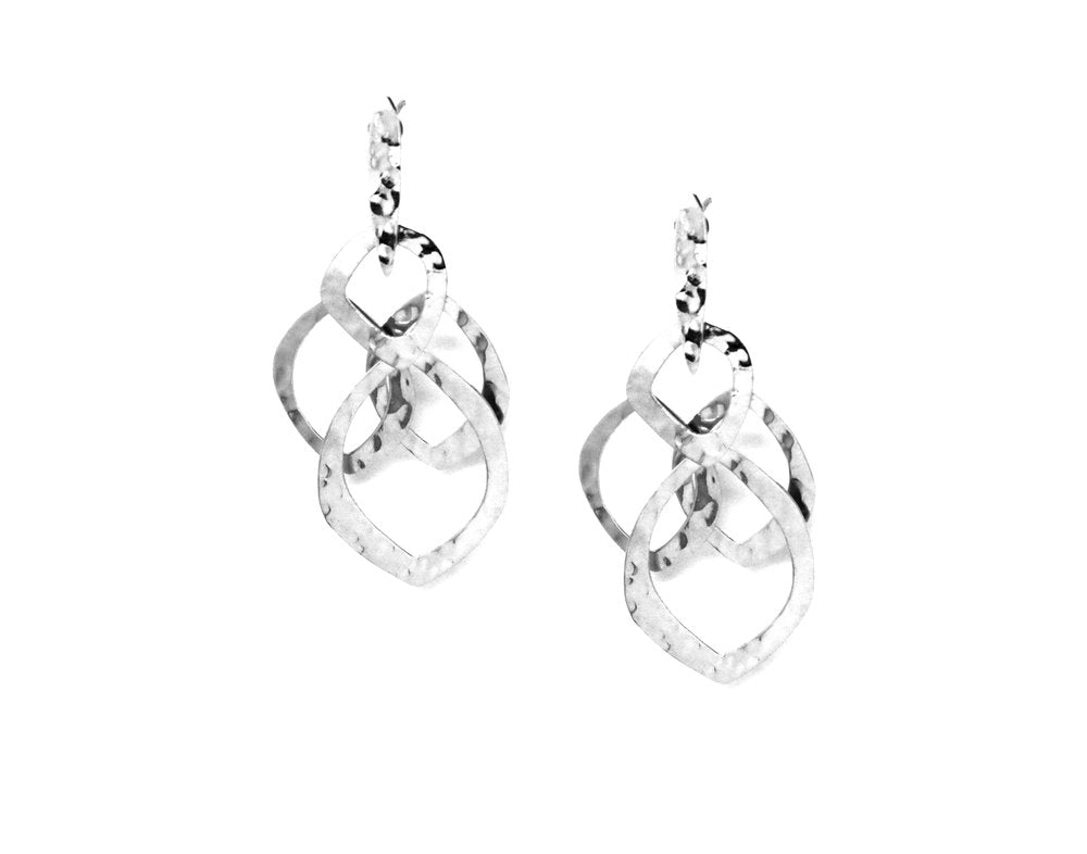 Hammered Dangling Marquise Earring | Silver