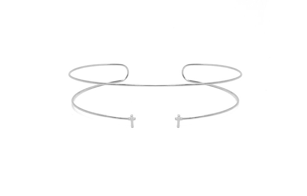 Cross Slip-On Choker | Silver