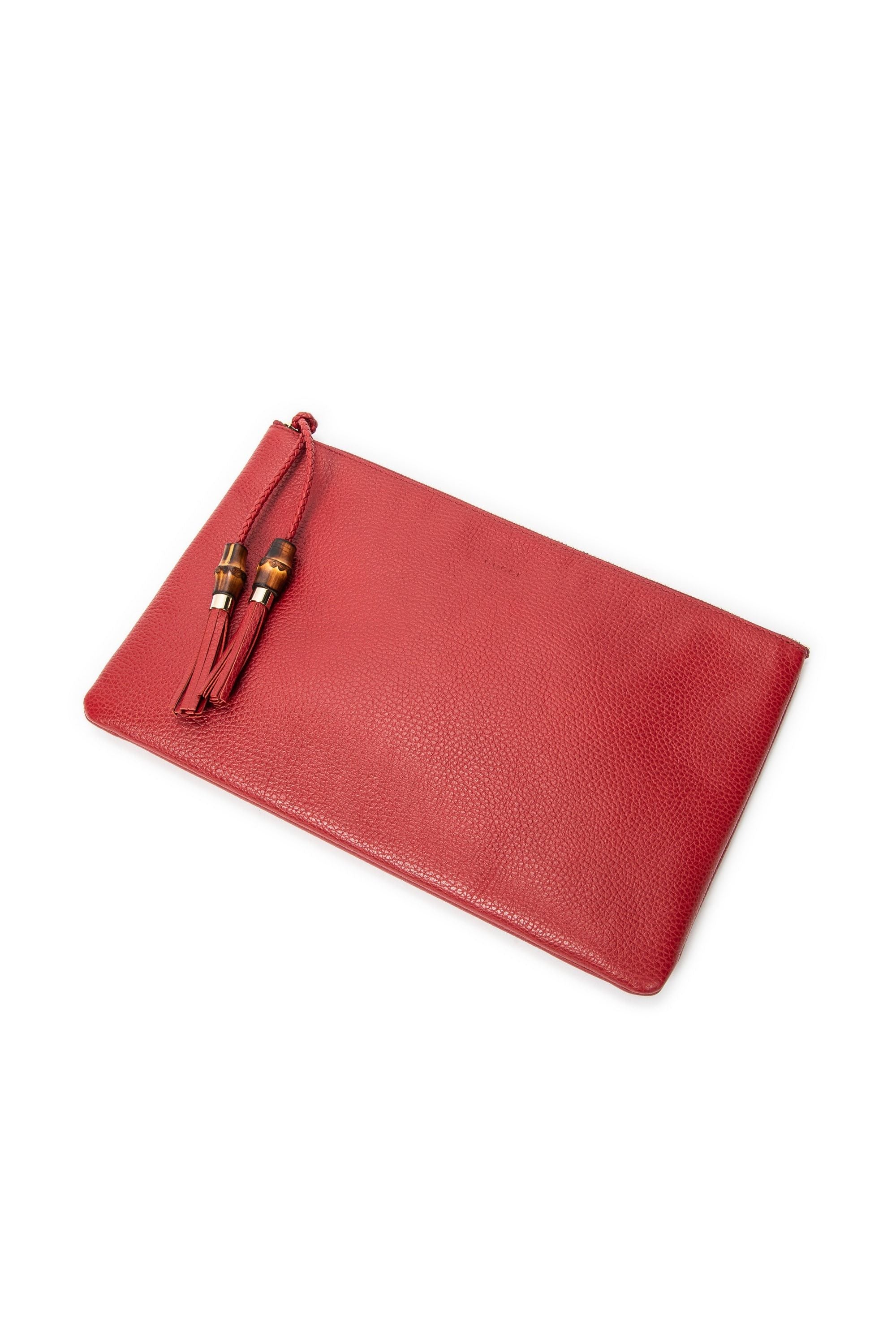 Bamboo Tassel Zip Clutch 