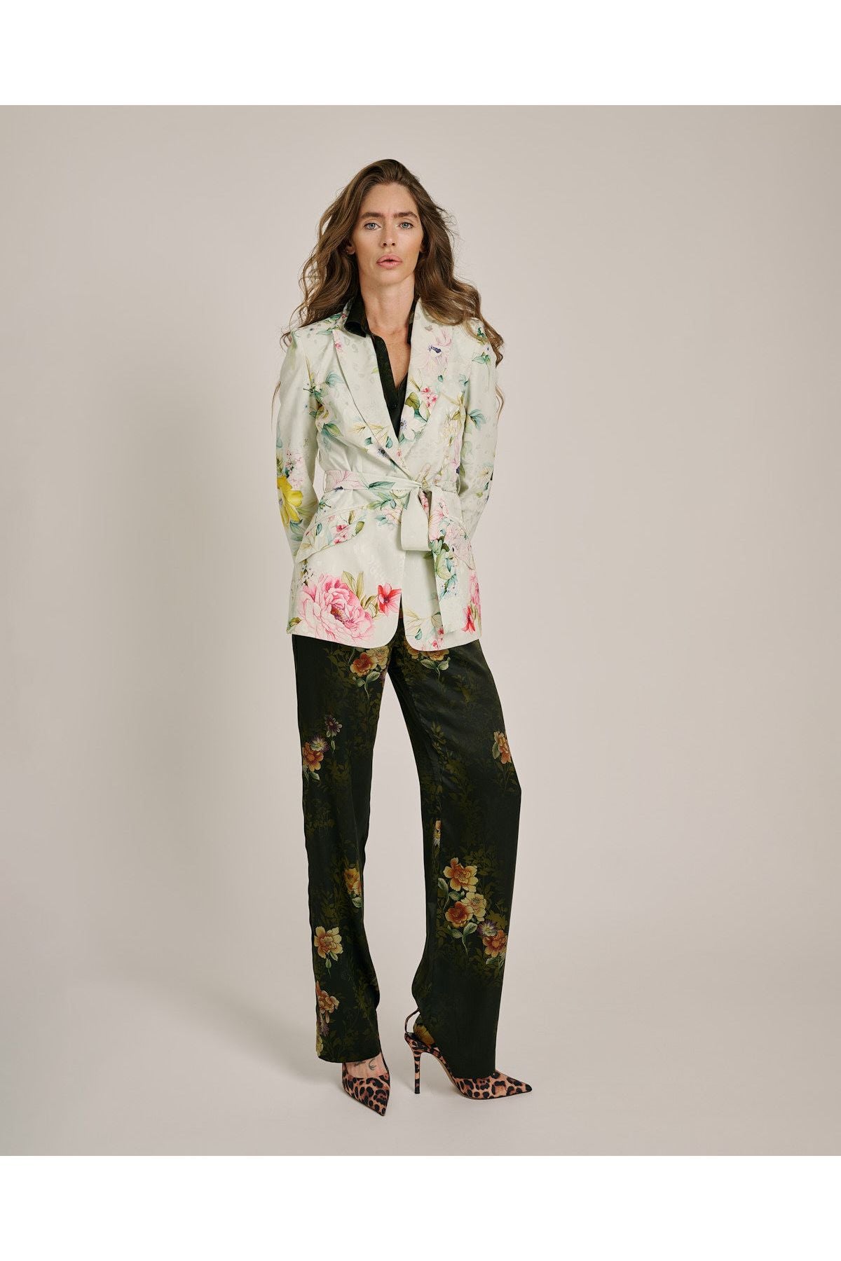 Adriana Iglesias Emery Silk Pants Garden Dark Green