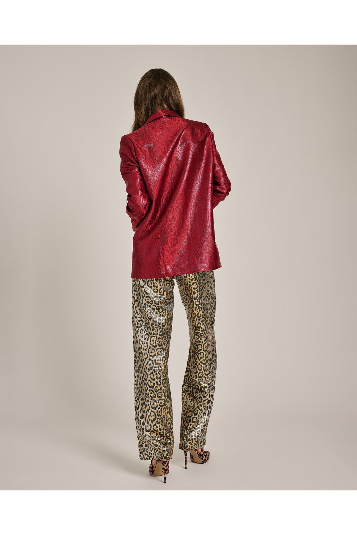 Red Zebra Silk Jacquard Boyfriend Jacket