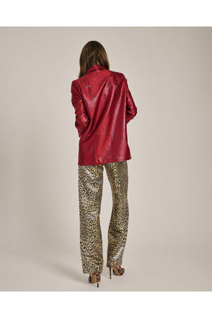 Red Zebra Silk Jacquard Boyfriend Jacket
