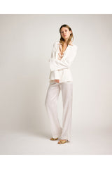 Adriana Iglesias Emery Pants Solid White Silk Satin