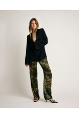 Hanna Blazer Solid Black Silk Satin Strech