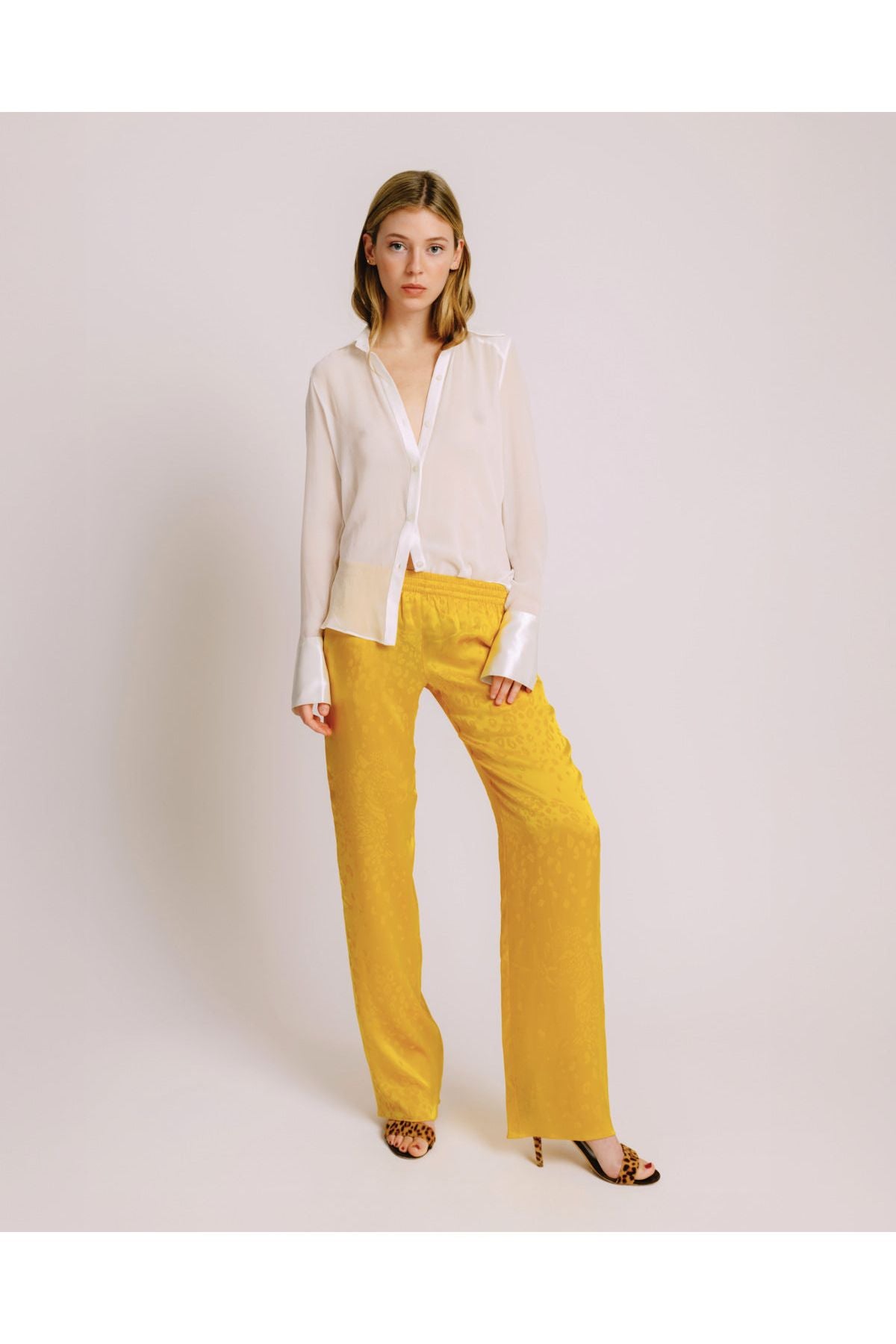 Hollywood Shirt – Sheer White Silk Chiffon Blouse