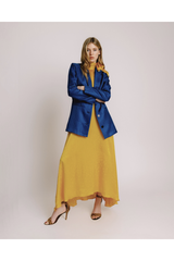 Adriana Iglesias Cassin Blue Jacquard Long Jacket