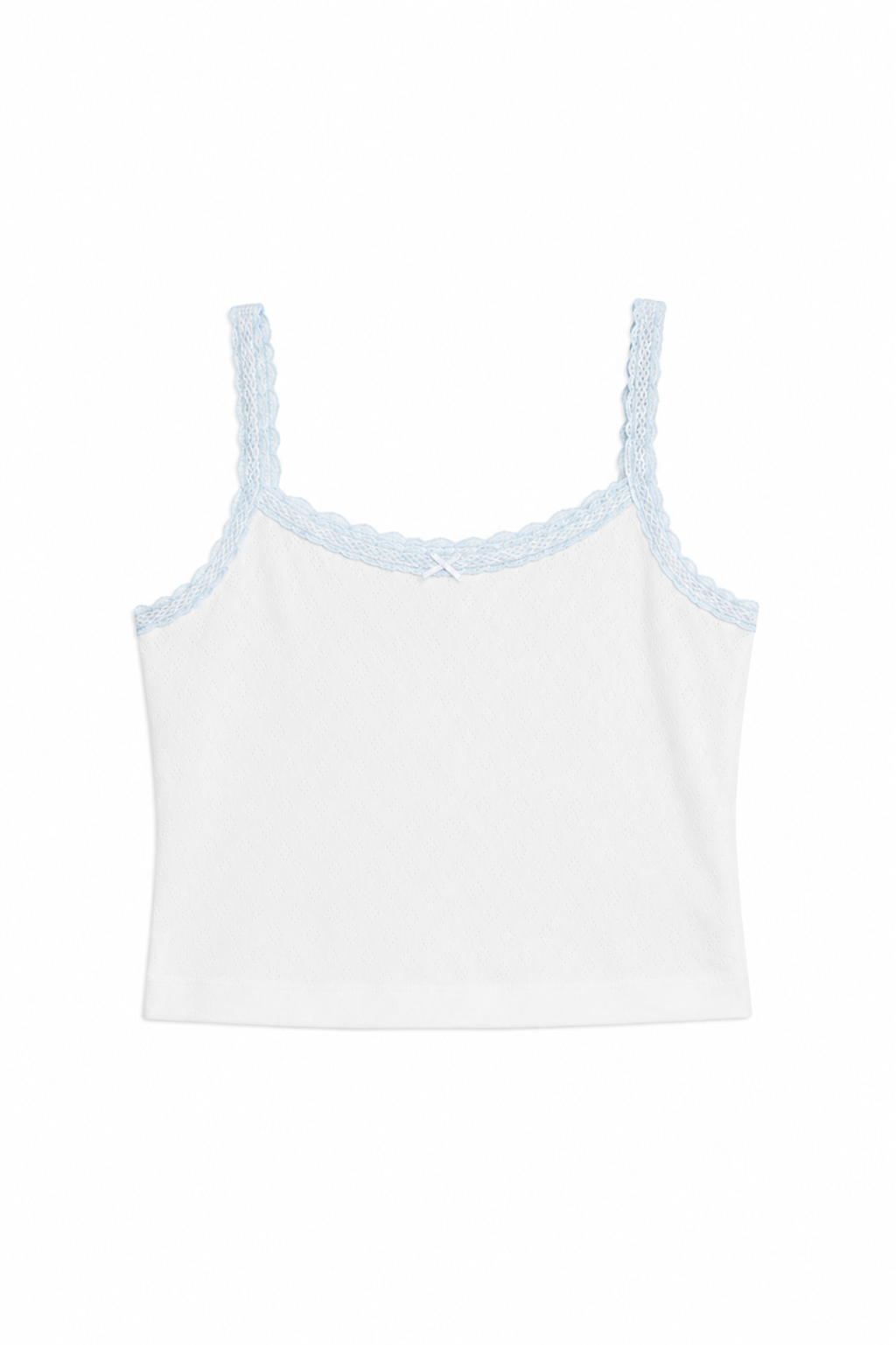 Lizzie White With Blue Lace Heart Pointelle Tank
