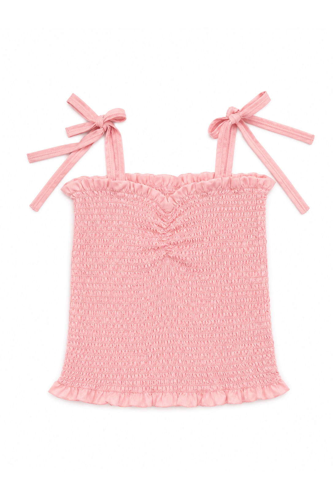 Georgia Pastel Pink Pin Strips Satin Smocked Top