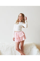 Willow Pastel Pink Ditsy Satin Skort