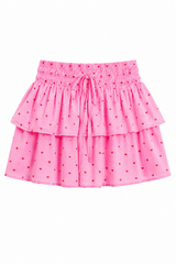 Willow Pink With Red Hearts Satin Skort