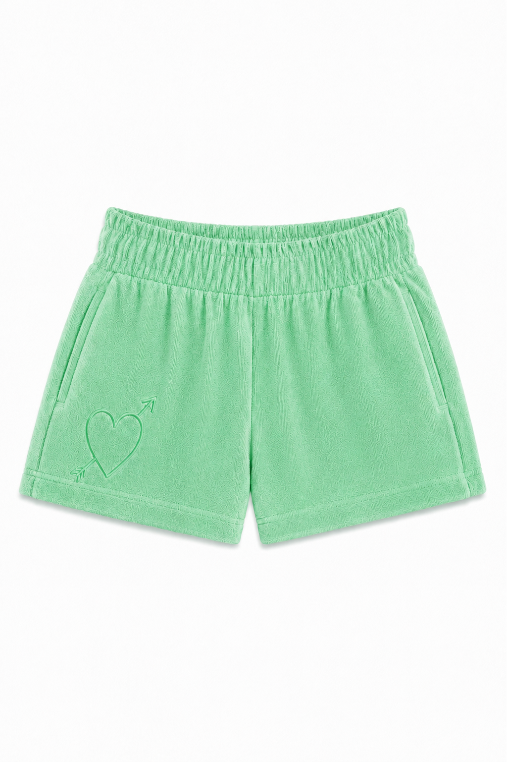 Sammie Camp Green With Heart & Arrow Terry Shorts
