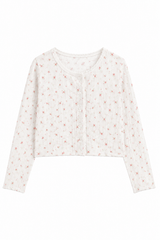 Marni White With Rose Pointelle Cardigan