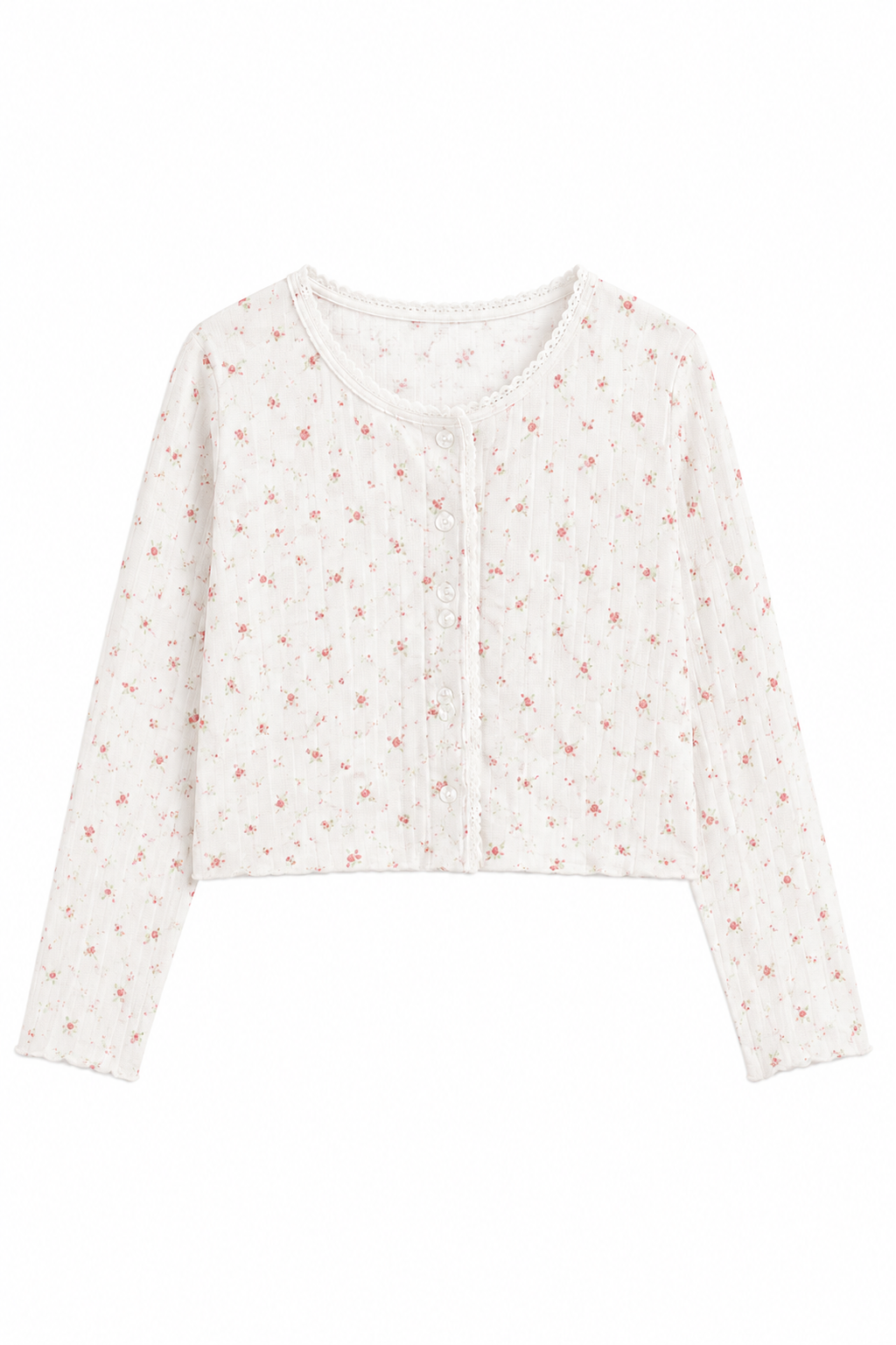 Marni White With Rose Pointelle Cardigan