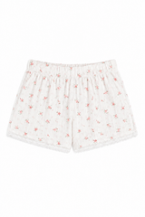Teddy White With Rose Pointelle Shorts